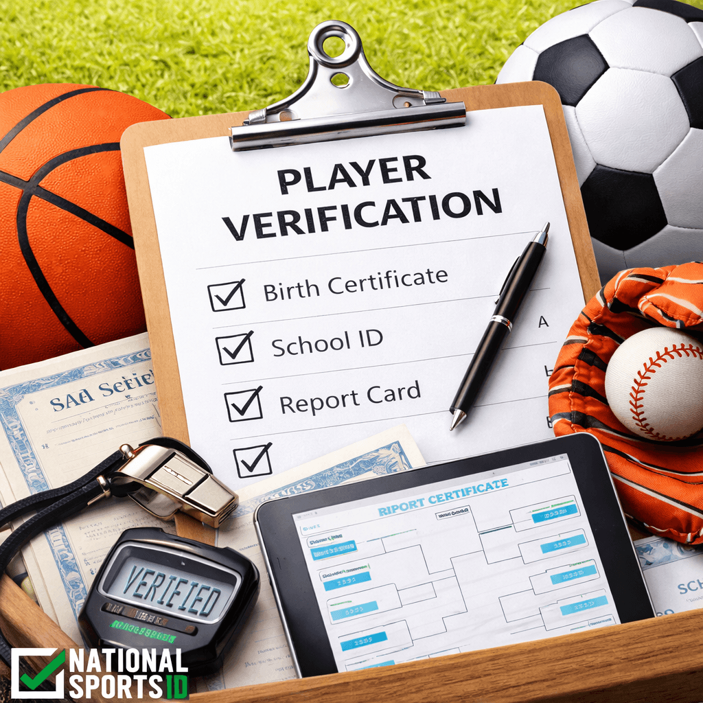 Player verification guide for youth sports showing age verification and eligibility document review for leagues and tournaments.