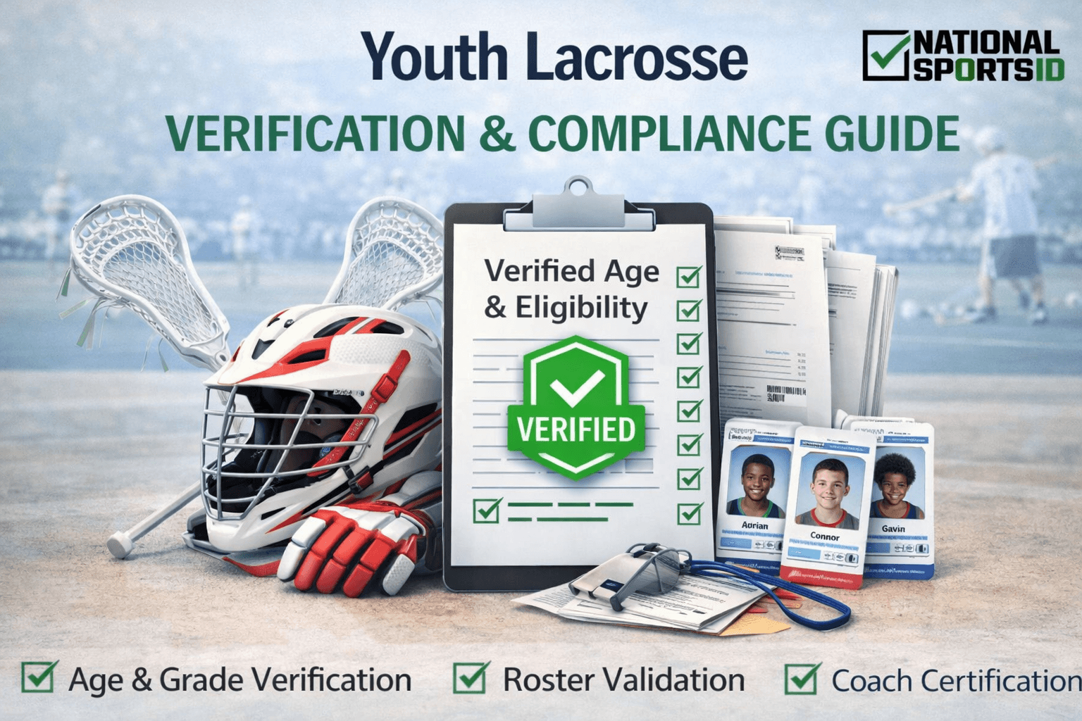 Youth lacrosse verification and compliance guide with age and grade verification, roster validation, and coach certification.